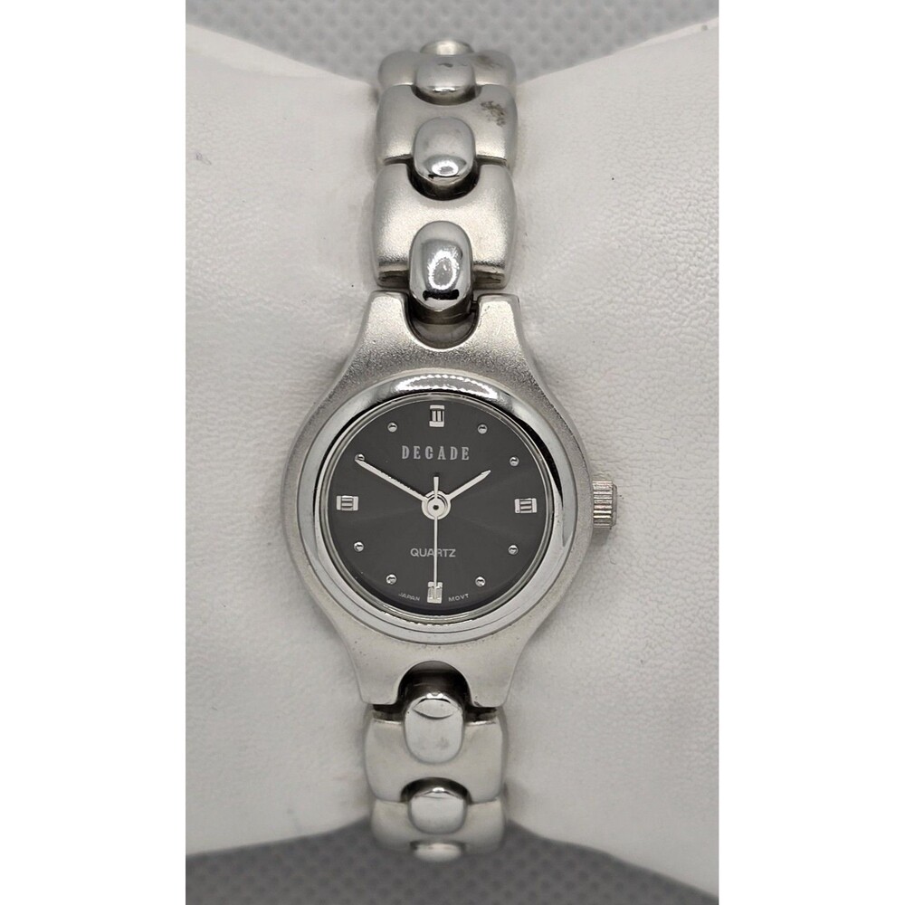 Women's Decade Round Black Dial Silver Tone Case Bracelet Band Quartz Watch 04 - Picture 5 of 9